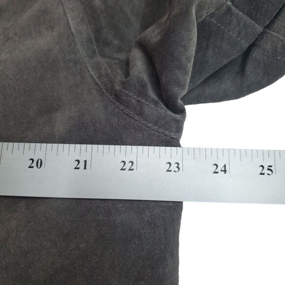 QPS Quality Price Style Vintage Leather Jacket Womens Medium Gray Suede V-Neck - Picture 6 of 8
